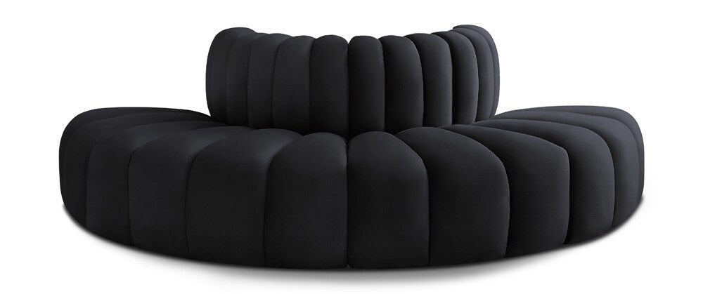 Meridian Furniture - Arc Black Velvet Modular Sofa - 4Pc - 103Black-S4G veiw 1