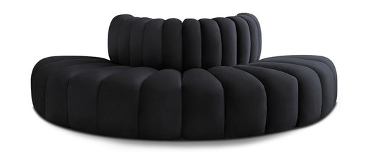 Meridian Furniture - Arc Black Velvet Modular Sofa - 4Pc - 103Black-S4G veiw 1