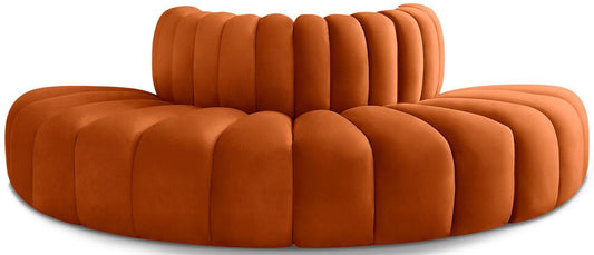 Meridian Furniture - Arc Cognac Velvet Modular Sofa - 4Pc - 103Cognac-S4G veiw 1