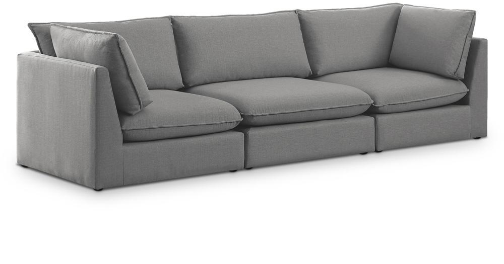 Meridian Furniture - Mackenzie Grey Durable Linen Textured Modular Sofa - 3Pc - 688Grey-S120B veiw 1