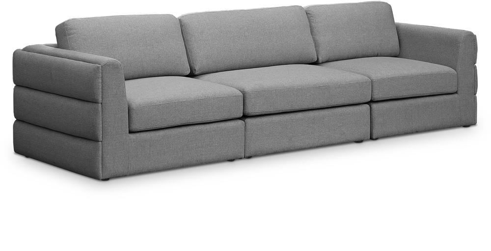 Meridian Furniture - Beckham Grey Durable Linen Textured Fabric Modular Sofa - 3Pc - 681Grey-S114A veiw 1