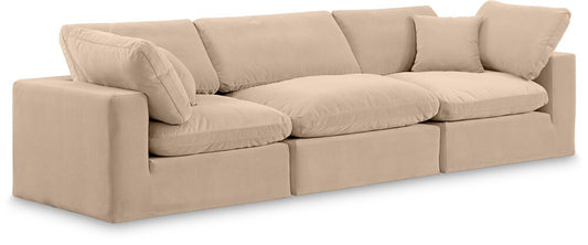 Meridian Furniture - Comfy Beige Velvet Modular Sofa - 3Pc - 189Beige-S119 veiw 1