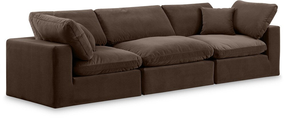 Meridian Furniture - Comfy Brown Velvet Modular Sofa - 3Pc - 189Brown-S119 veiw 1
