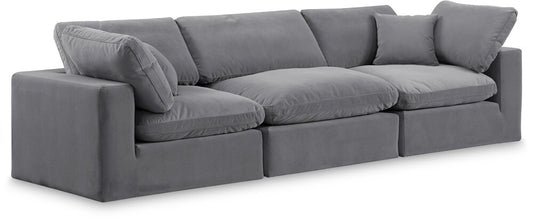 Meridian Furniture - Comfy Grey Velvet Modular Sofa - 3Pc - 189Grey-S119 veiw 1