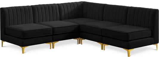 Meridian Furniture - Alina Black Velvet Modular Sectional - 5Pc - 604Black-Sec5A veiw 1