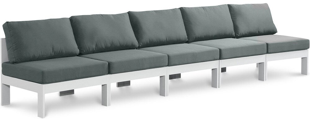 Meridian Furniture - Nizuc Grey Water Resistant Fabric Outdoor Patio Modular Sofa - 5Pc - 375Grey-S150B veiw 1