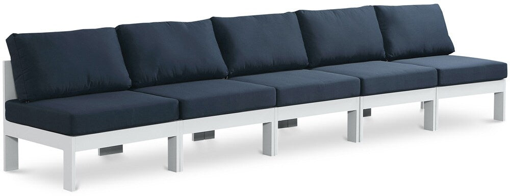 Meridian Furniture - Nizuc Navy Water Resistant Fabric Outdoor Patio Modular Sofa - 5Pc - 375Navy-S150B veiw 1