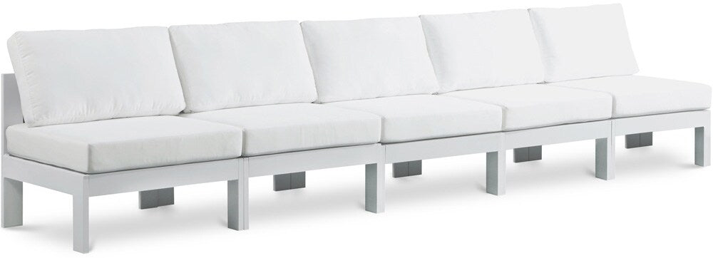 Meridian Furniture - Nizuc White Water Resistant Fabric Outdoor Patio Modular Sofa - 5Pc - 375White-S150B veiw 1