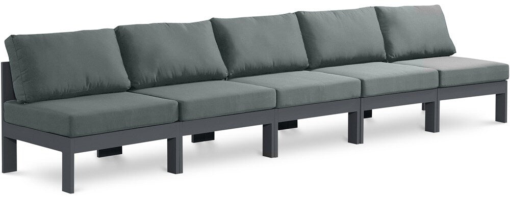 Meridian Furniture - Nizuc Grey Water Resistant Fabric Outdoor Patio Modular Sofa - 5Pc - 376Grey-S150B veiw 1
