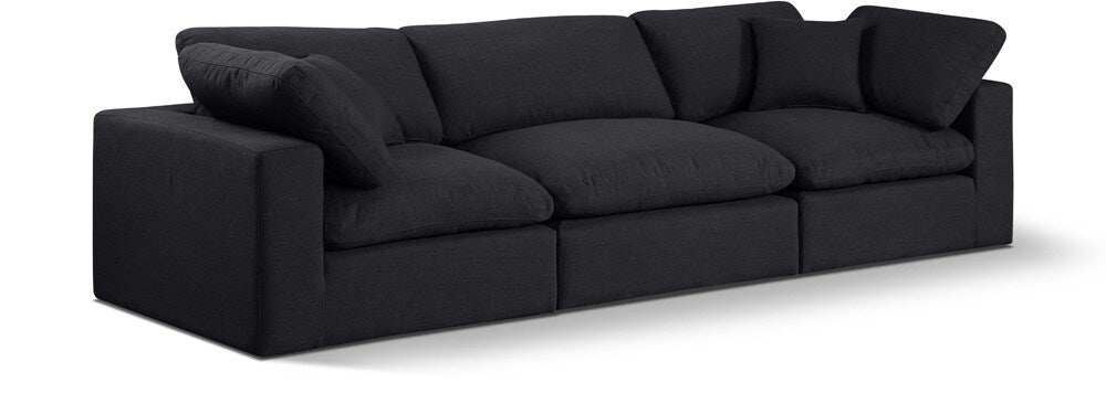 Meridian Furniture - Comfy Black Linen Textured Fabric Modular Sofa - 3Pc - 187Black-S119 veiw 1