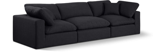 Meridian Furniture - Comfy Black Linen Textured Fabric Modular Sofa - 3Pc - 187Black-S119 veiw 1