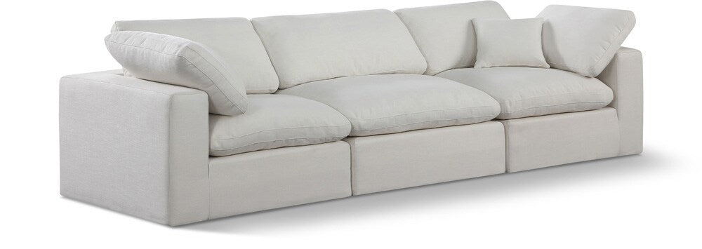 Meridian Furniture - Comfy Cream Linen Textured Fabric Modular Sofa - 3Pc - 187Cream-S119 veiw 1