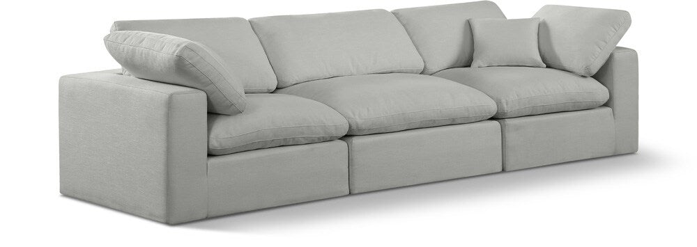 Meridian Furniture - Comfy Grey Linen Textured Fabric Modular Sofa - 3Pc - 187Grey-S119 veiw 1