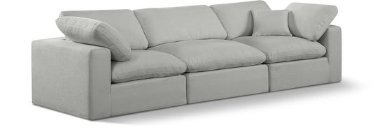 Meridian Furniture - Comfy Grey Linen Textured Fabric Modular Sofa - 3Pc - 187Grey-S119 veiw 1