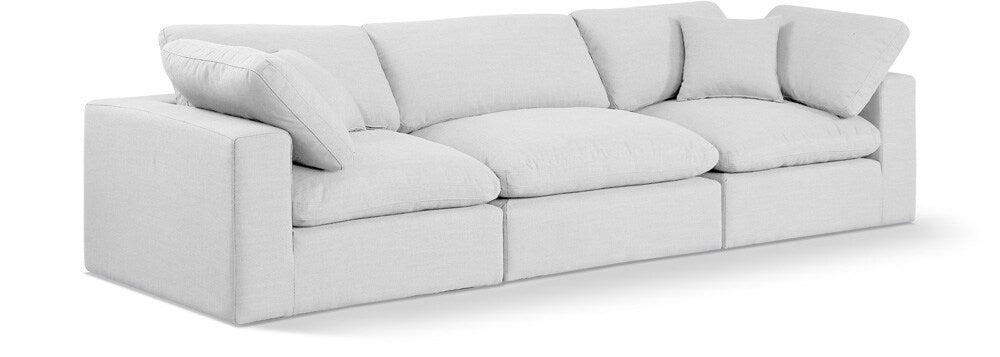 Meridian Furniture - Comfy White Linen Textured Fabric Modular Sofa - 3Pc - 187White-S119 veiw 1