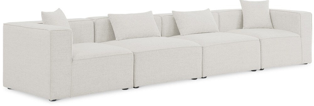 Meridian Furniture - Cube Cream Durable Linen Textured Modular Sofa - 4Pc - 630Cream-S144B veiw 1