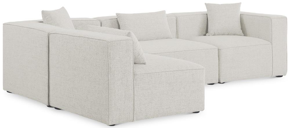 Meridian Furniture - Cube Cream Durable Linen Textured Modular Sectional - 4Pc - 630Cream-Sec4B veiw 1