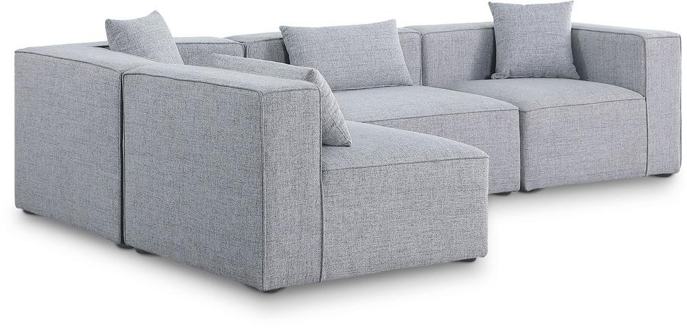 Meridian Furniture - Cube Grey Durable Linen Textured Modular Sectional - 4Pc - 630Grey-Sec4B veiw 1