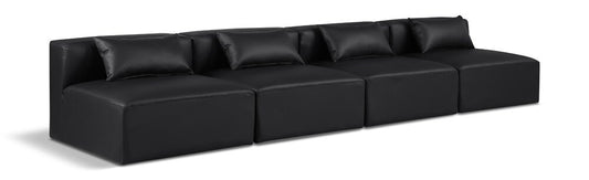 Meridian Furniture - Cube Black Vegan Leather Modular Sofa - 4Pc - 668Black-S144A veiw 1