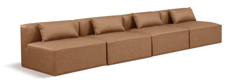 Meridian Furniture - Cube Brown Vegan Leather Modular Sofa - 4Pc - 668Brown-S144A veiw 1