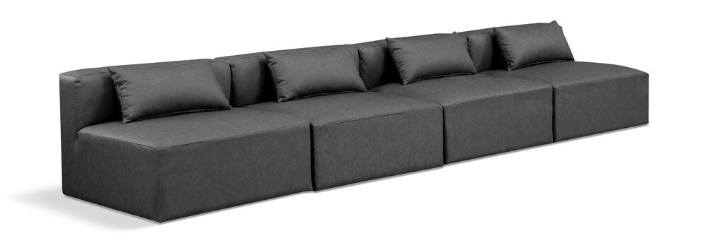 Meridian Furniture - Cube Charcoal Grey Vegan Leather Modular Sofa - 4Pc - 668Grey-S144A veiw 1