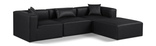 Meridian Furniture - Cube Black Vegan Leather Modular Sectional - 4Pc - 668Black-Sec4A veiw 1