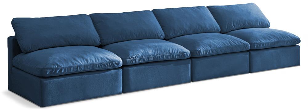 Meridian Furniture - Plush Navy Velvet Standard Comfort Modular Sofa - 4Pc - 602Navy-S4 veiw 1