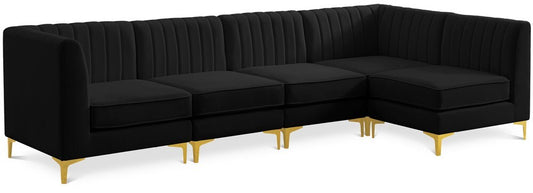 Meridian Furniture - Alina Black Velvet Modular Sectional - 5Pc - 604Black-Sec5B veiw 1