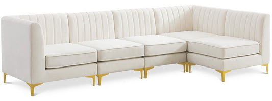 Meridian Furniture - Alina Cream Velvet Modular Sectional - 5Pc - 604Cream-Sec5B veiw 1