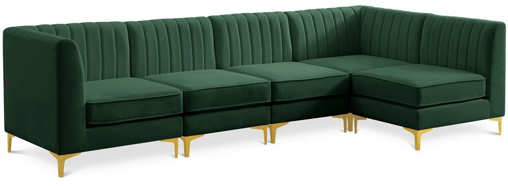 Meridian Furniture - Alina Green Velvet Modular Sectional - 5Pc - 604Green-Sec5B veiw 1