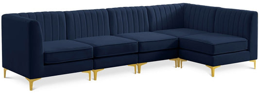 Meridian Furniture - Alina Navy Velvet Modular Sectional - 5Pc - 604Navy-Sec5B veiw 1