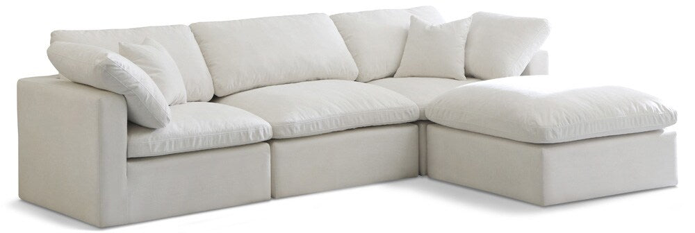 Meridian Furniture - Plush Cream Velvet Standard Comfort Modular Sectional - 4Pc - 602Cream-Sec4A veiw 1