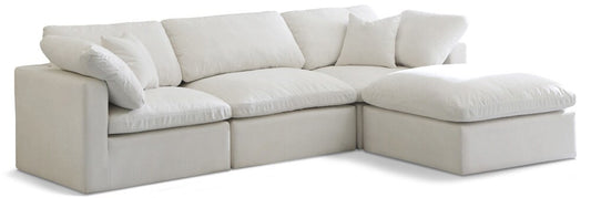 Meridian Furniture - Plush Cream Velvet Standard Comfort Modular Sectional - 4Pc - 602Cream-Sec4A veiw 1