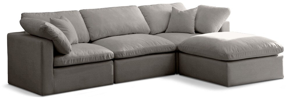 Meridian Furniture - Plush Grey Velvet Standard Comfort Modular Sectional - 4Pc - 602Grey-Sec4A veiw 1
