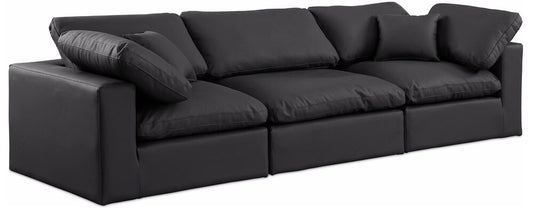 Meridian Furniture - Comfy Black Vegan Leather Modular Sofa - 3Pc - 188Black-S119 veiw 1