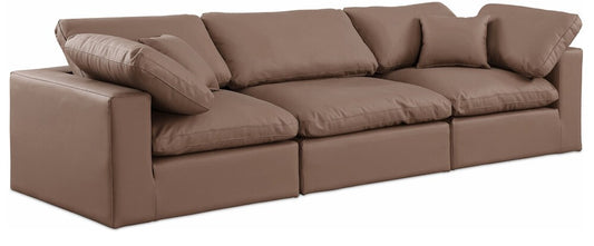 Meridian Furniture - Comfy Brown Vegan Leather Modular Sofa - 3Pc - 188Brown-S119 veiw 1