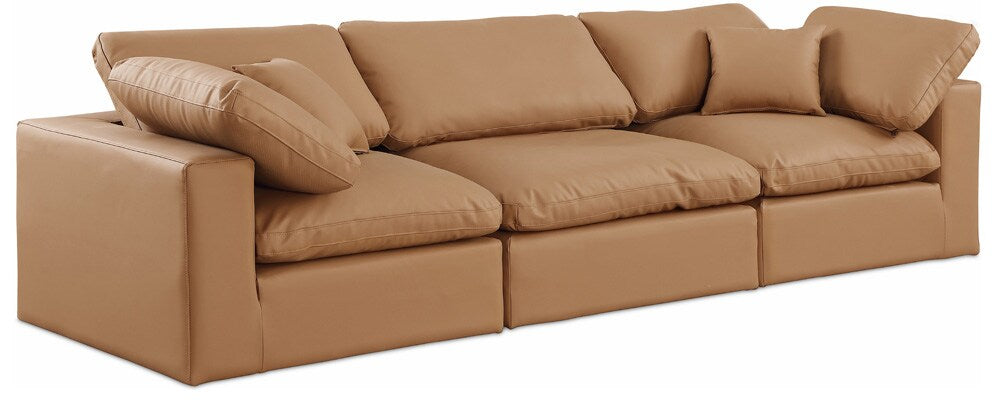 Meridian Furniture - Comfy Cognac Vegan Leather Modular Sofa - 3Pc - 188Cognac-S119 veiw 1