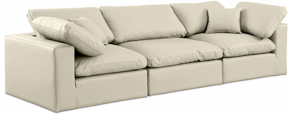 Meridian Furniture - Comfy Cream Vegan Leather Modular Sofa - 3Pc - 188Cream-S119 veiw 1