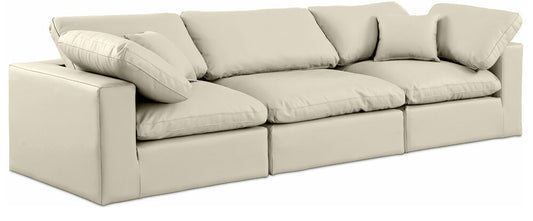 Meridian Furniture - Comfy Cream Vegan Leather Modular Sofa - 3Pc - 188Cream-S119 veiw 1