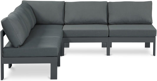 Meridian Furniture - Nizuc Grey Water Resistant Fabric Outdoor Patio Modular Sectional - 5Pc - 376Grey-Sec5A veiw 1