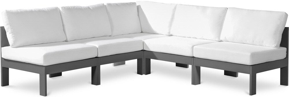 Meridian Furniture - Nizuc White Water Resistant Fabric Outdoor Patio Modular Sectional - 5Pc - 376White-Sec5A veiw 1