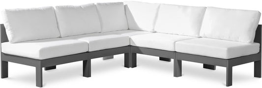 Meridian Furniture - Nizuc White Water Resistant Fabric Outdoor Patio Modular Sectional - 5Pc - 376White-Sec5A veiw 1