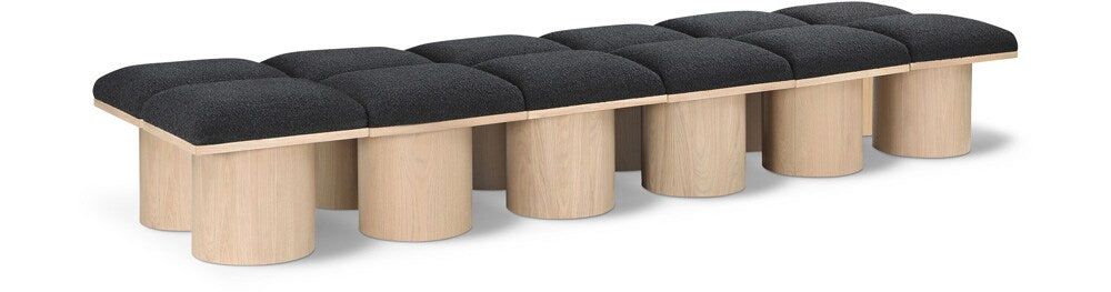 Meridian Furniture - Pavilion Black Boucle Fabric Bench - 12Pc - 465Black-12C veiw 1