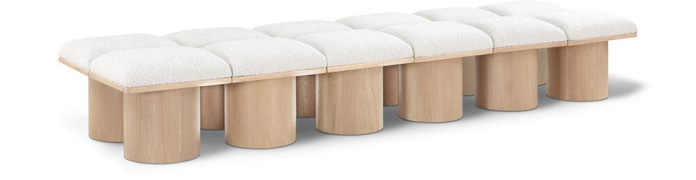 Meridian Furniture - Pavilion Cream Boucle Fabric Bench - 12Pc - 465Cream-12C veiw 1