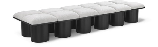 Meridian Furniture - Pavilion Cream Boucle Fabric Bench - 12Pc - 466Cream-12C veiw 1