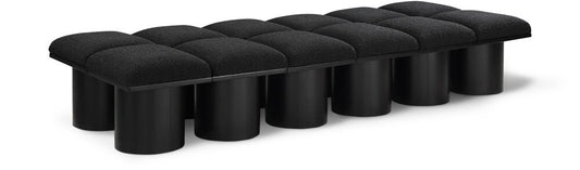 Meridian Furniture - Pavilion Black Boucle Fabric Bench - 12Pc - 466Black-12D veiw 1
