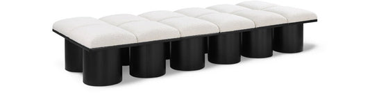 Meridian Furniture - Pavilion Cream Boucle Fabric Bench - 12Pc - 466Cream-12D veiw 1