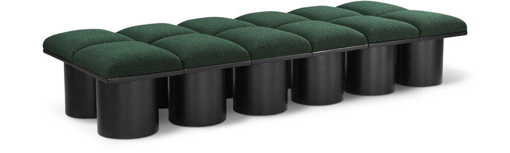 Meridian Furniture - Pavilion Green Boucle Fabric Bench - 12Pc - 466Green-12D veiw 1