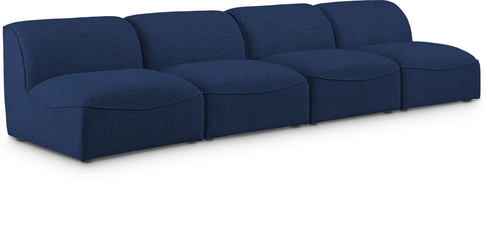 Meridian Furniture - Miramar Navy Durable Linen Textured Modular Sofa - 4Pc - 683Navy-S132 veiw 1