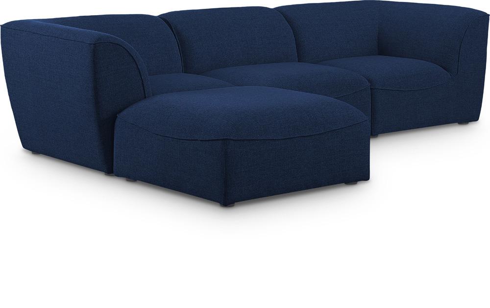 Meridian Furniture - Miramar Navy Durable Linen Textured Modular Sectional - 4Pc - 683Navy-Sec4A veiw 1